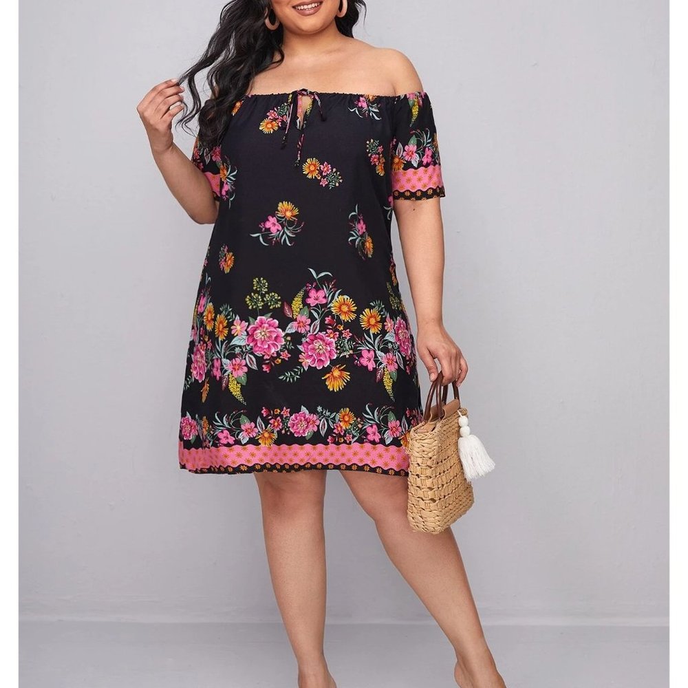 💥SALE NEW! Sizes 12 or 14 Floral Print Bardot Tunic Dress